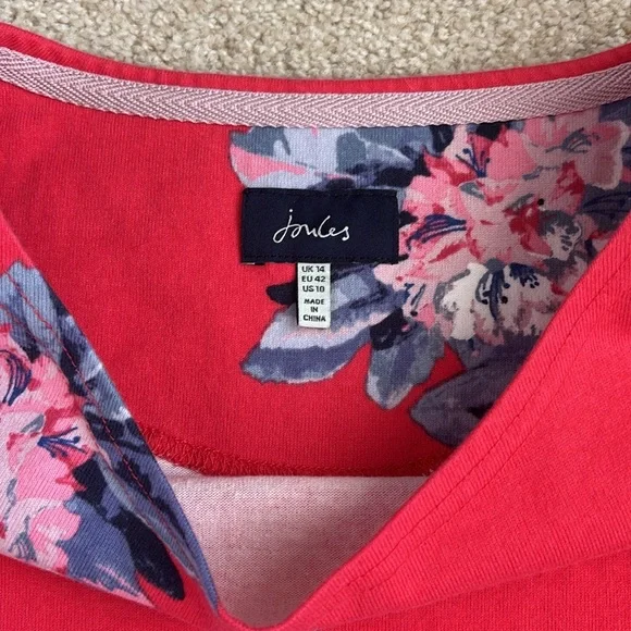 Pair of Joules Women’s Riviera Print Dresses - Floral Red & Blue Stripe Floral - Picture 9 of 11